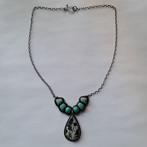 Clementine & Sage - Sterling Silver Turquoise Necklace - 17.5"